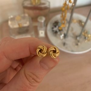 10k solid gold love knot earrings.